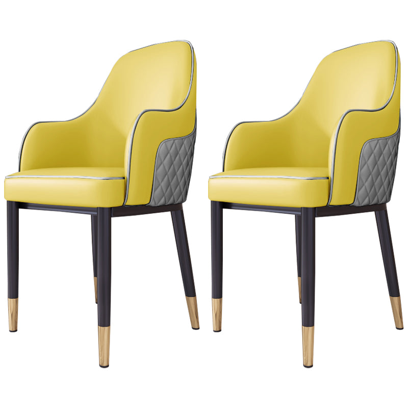 Silla de comedor de estilo escandinavo Silla tapizada de metal para comedor con brazo
