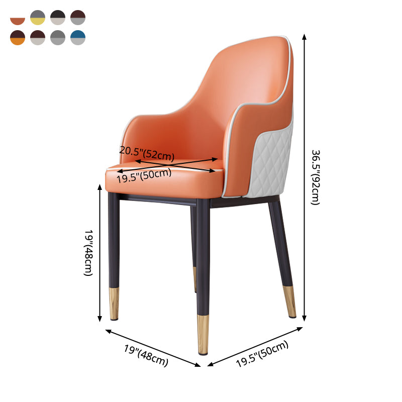 Silla de comedor de estilo escandinavo Silla tapizada de metal para comedor con brazo