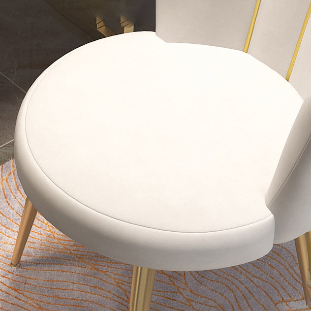 Silla nórdica tapizada de lino para comedor de metal, silla individual sin brazos de terciopelo de tela