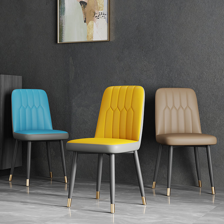Silla de comedor de metal de estilo escandinavo, silla con respaldo sólido sin brazos