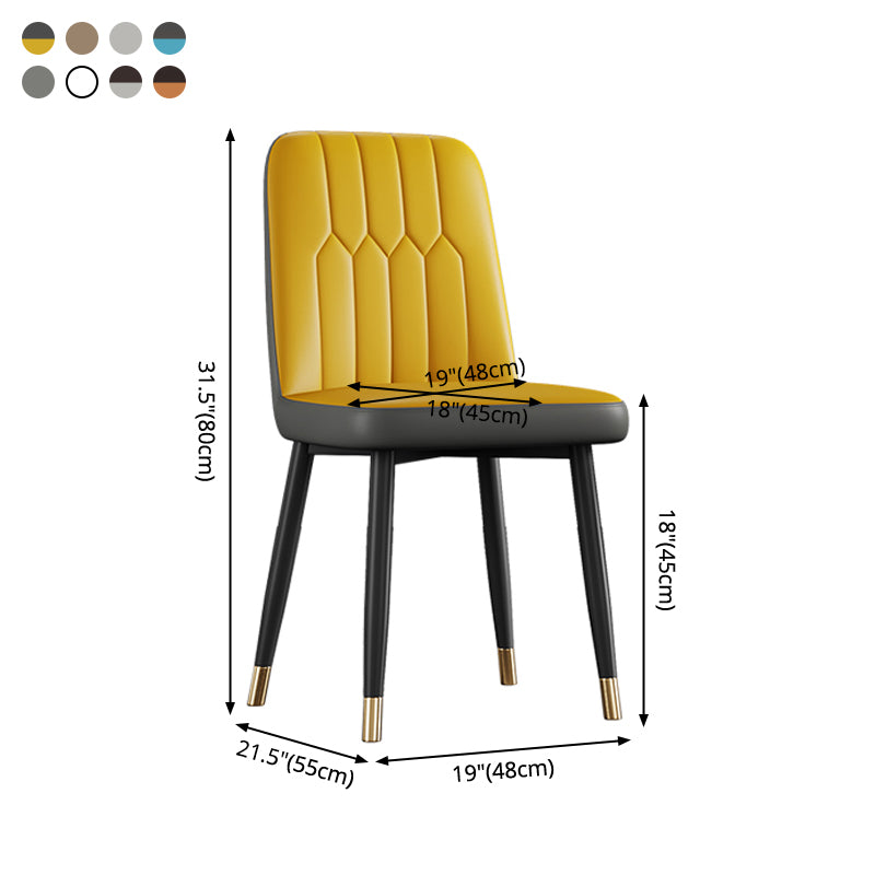Silla de comedor de metal de estilo escandinavo, silla con respaldo sólido sin brazos