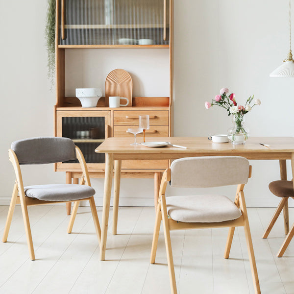 Scandinavian Home Side Chair Upholstered Open Back Wood Folding Dining Room Chair