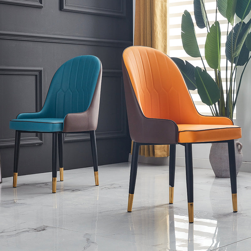 Scandinavian Indoor Arm Chair Parsons Back Upholstered Metal Dining Room Chair