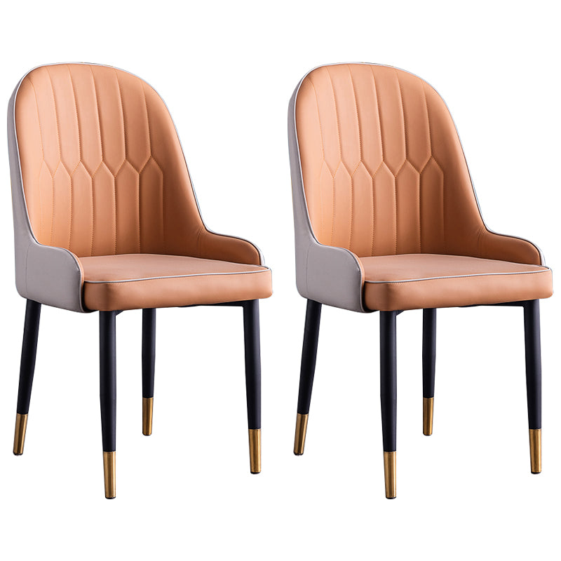 Scandinavian Indoor Arm Chair Parsons Back Upholstered Metal Dining Room Chair