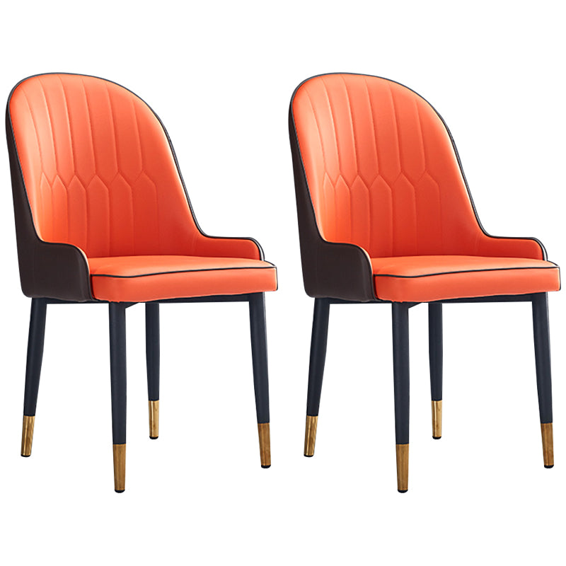 Scandinavian Indoor Arm Chair Parsons Back Upholstered Metal Dining Room Chair