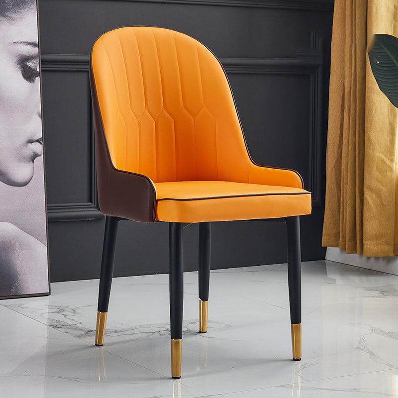 Scandinavian Indoor Arm Chair Parsons Back Upholstered Metal Dining Room Chair