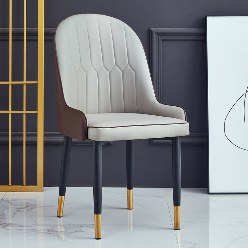 Scandinavian Indoor Arm Chair Parsons Back Upholstered Metal Dining Room Chair