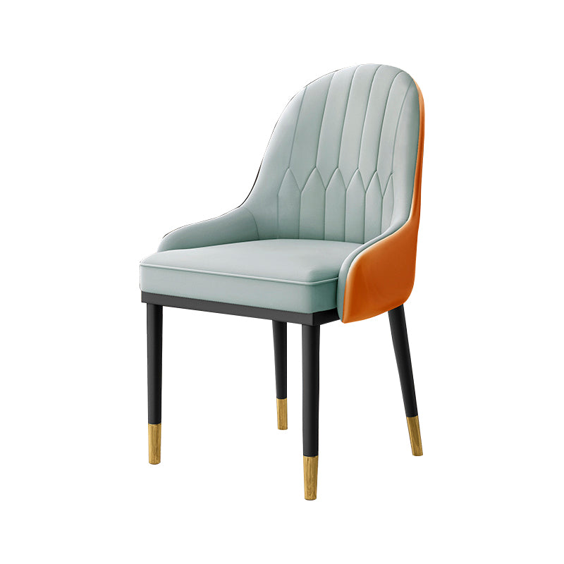 Inicio Sillón escandinavo Silla de comedor tapizada con respaldo Parsons de metal