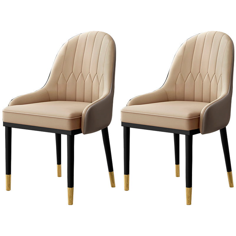 Inicio Sillón escandinavo Silla de comedor tapizada con respaldo Parsons de metal