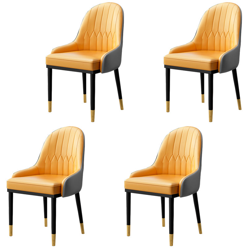 Inicio Sillón escandinavo Silla de comedor tapizada con respaldo Parsons de metal
