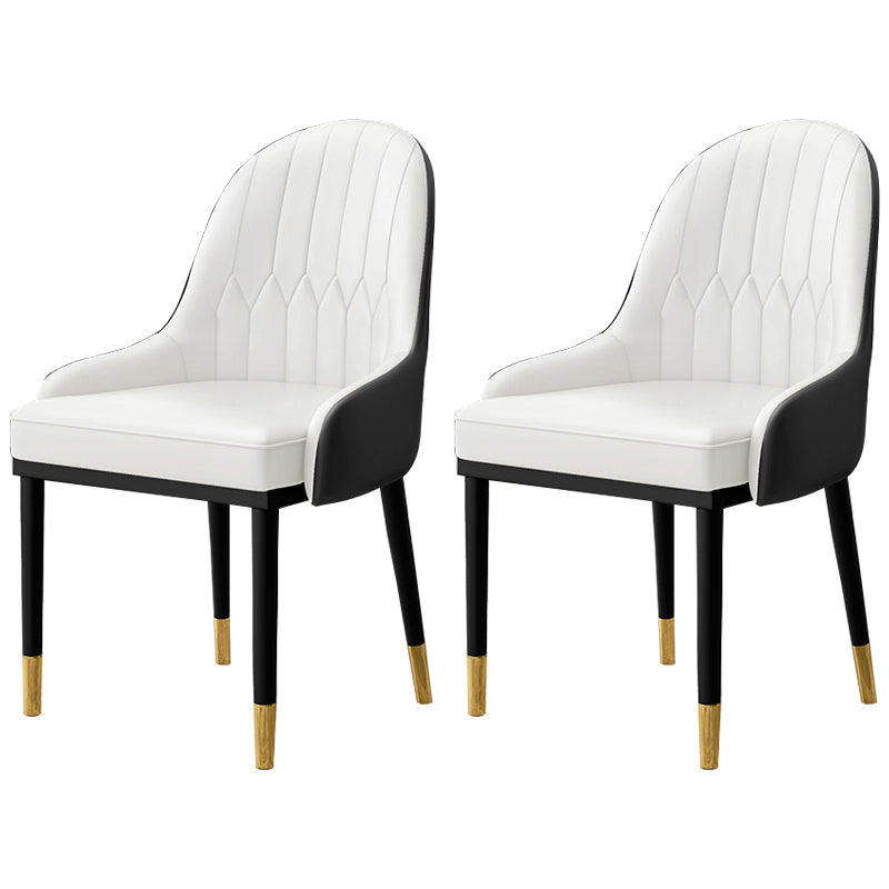 Inicio Sillón escandinavo Silla de comedor tapizada con respaldo Parsons de metal