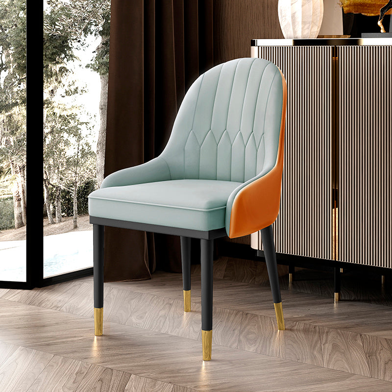 Inicio Sillón escandinavo Silla de comedor tapizada con respaldo Parsons de metal