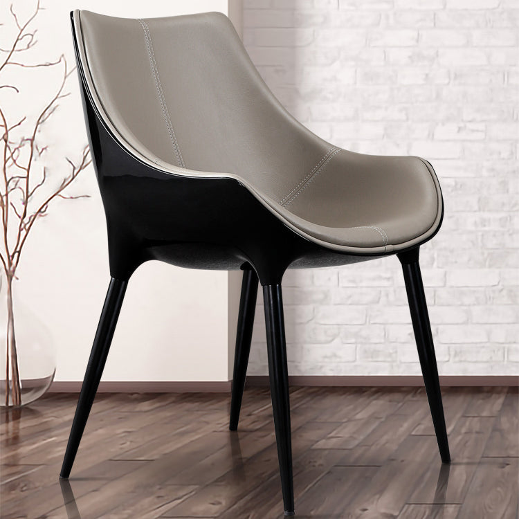 Silla de comedor tapizada de metal con respaldo sólido interior de estilo moderno