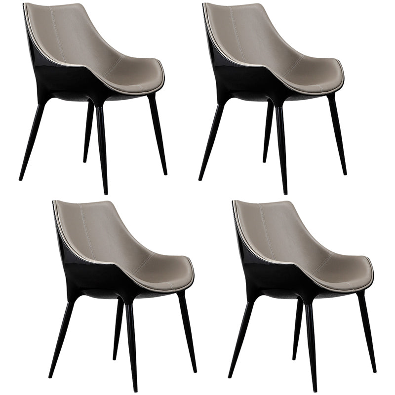 Silla de comedor tapizada de metal con respaldo sólido interior de estilo moderno