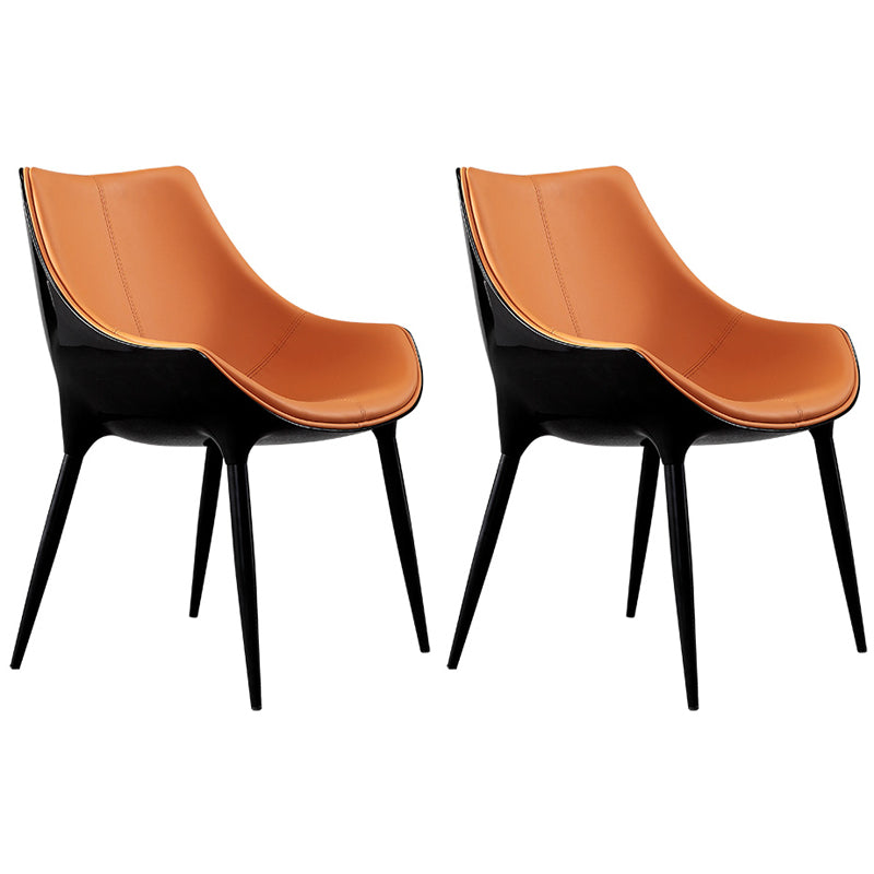 Silla de comedor tapizada de metal con respaldo sólido interior de estilo moderno