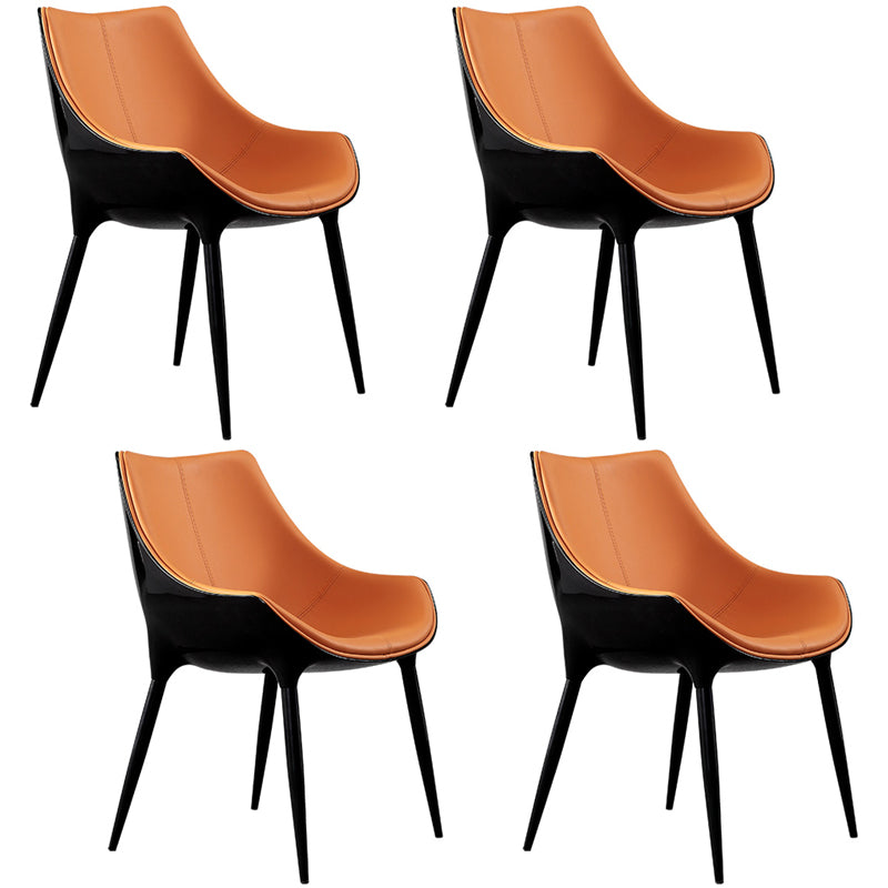 Silla de comedor tapizada de metal con respaldo sólido interior de estilo moderno