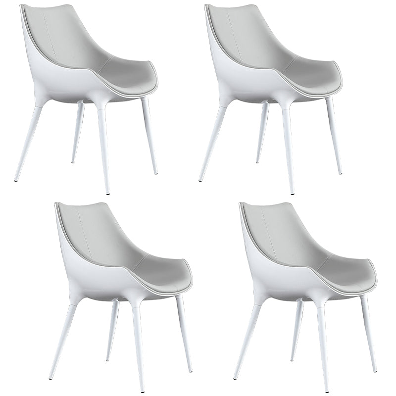 Silla de comedor tapizada de metal con respaldo sólido interior de estilo moderno