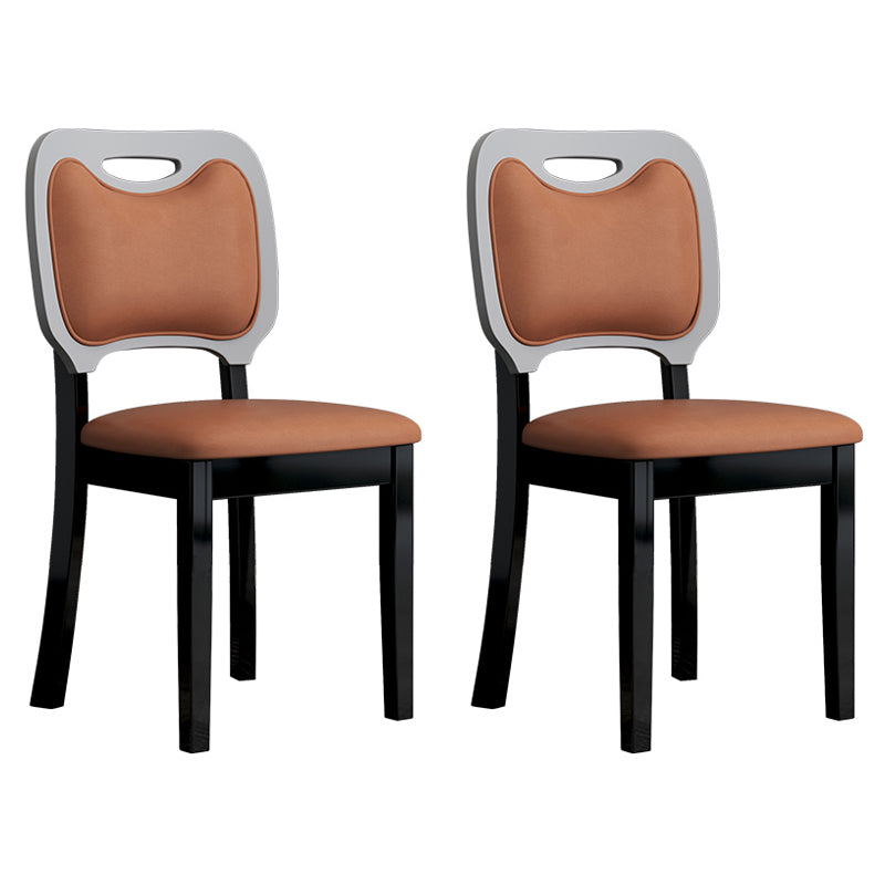 Scandinavian Home Side Chair Open Back Wood Upholstered Dining Room Chair (Set of 2)