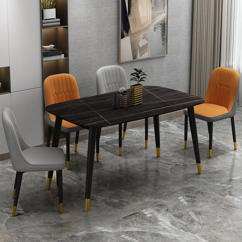 Silla de comedor de estilo escandinavo, silla acolchada con respaldo sólido de comedor de metal