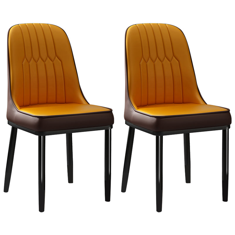 Silla de comedor de estilo escandinavo, silla acolchada con respaldo sólido de comedor de metal