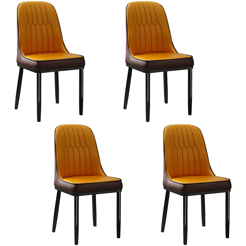Silla de comedor de estilo escandinavo, silla acolchada con respaldo sólido de comedor de metal