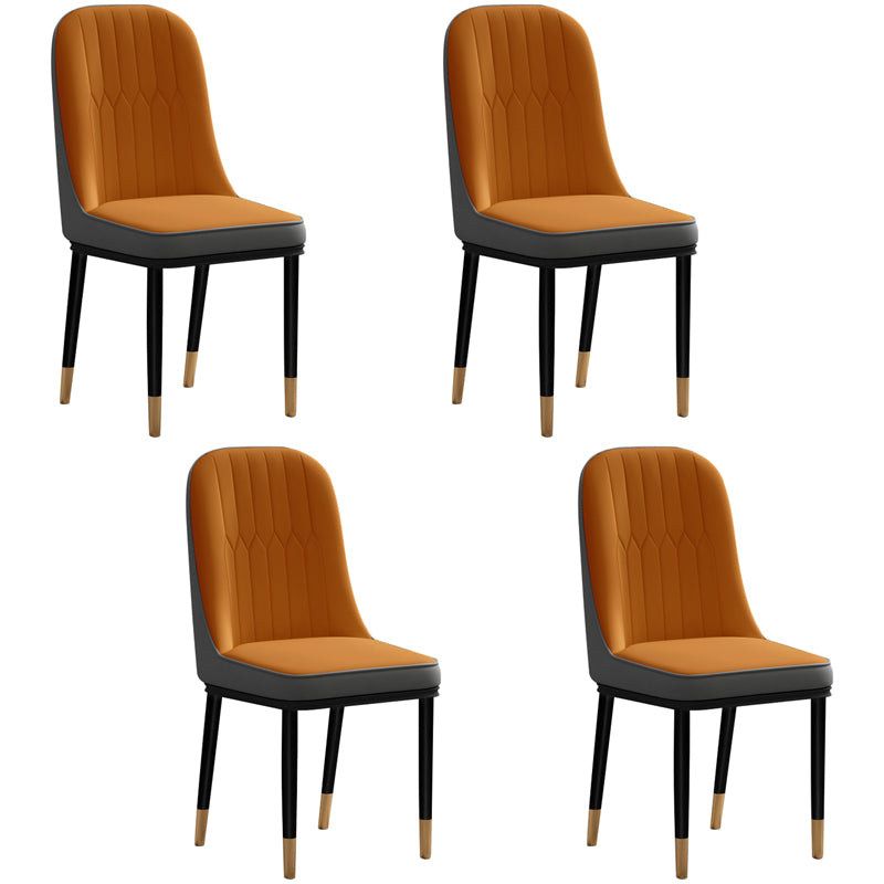 Silla de comedor de estilo escandinavo, silla acolchada con respaldo sólido de comedor de metal