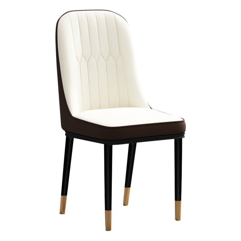 Silla de comedor de estilo escandinavo, silla acolchada con respaldo sólido de comedor de metal