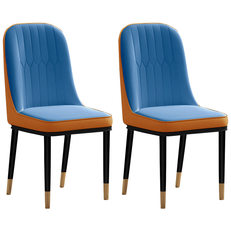 Silla de comedor de estilo escandinavo, silla acolchada con respaldo sólido de comedor de metal