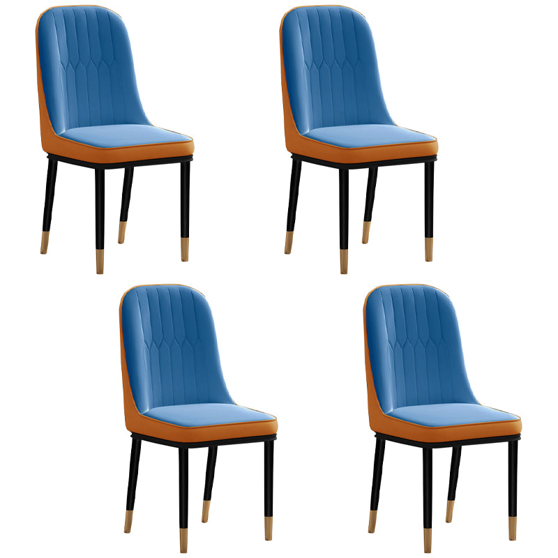 Silla de comedor de estilo escandinavo, silla acolchada con respaldo sólido de comedor de metal