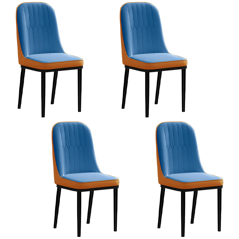 Silla de comedor de estilo escandinavo, silla acolchada con respaldo sólido de comedor de metal