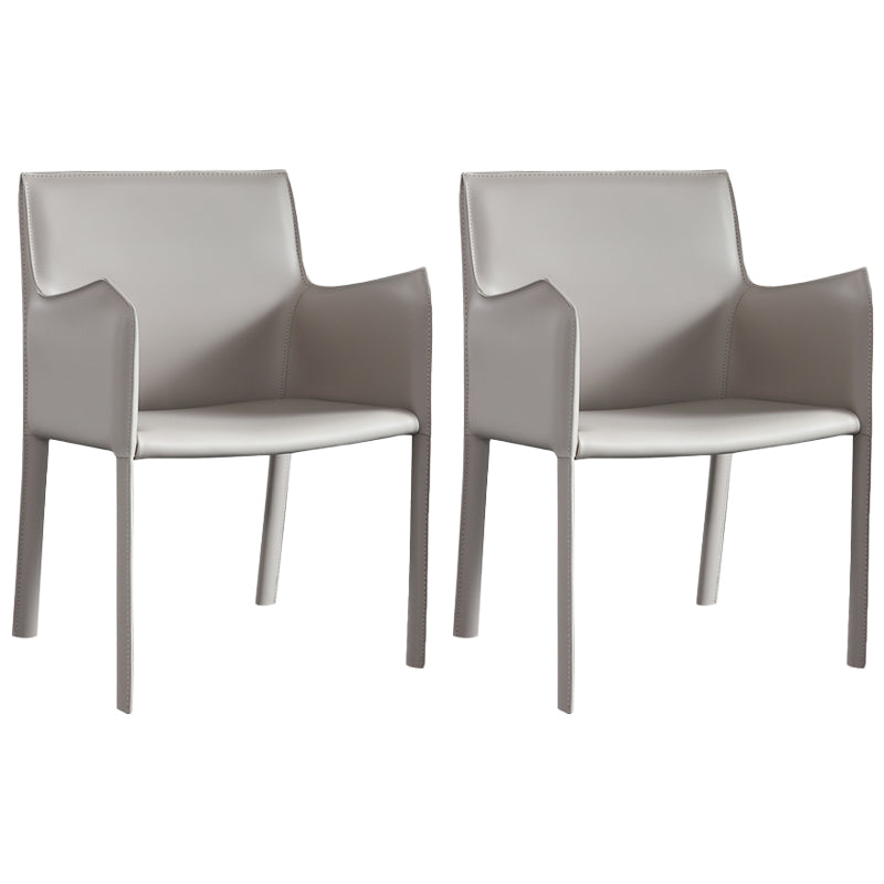 Chaises de salle à manger modernes en métal avec accoudoirs en cuir pour restaurant (Ensemble de 2)