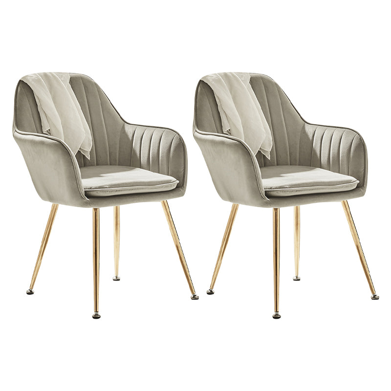Scandinavian Style Dining Chair Metal Home Cushioned Solid Back Chair with Arm