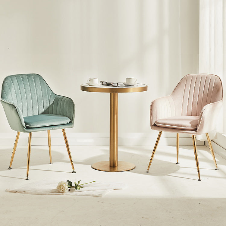 Scandinavian Style Dining Chair Metal Home Cushioned Solid Back Chair with Arm