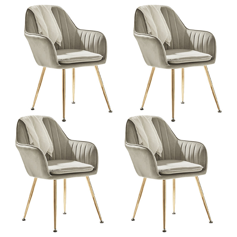 Scandinavian Style Dining Chair Metal Home Cushioned Solid Back Chair with Arm