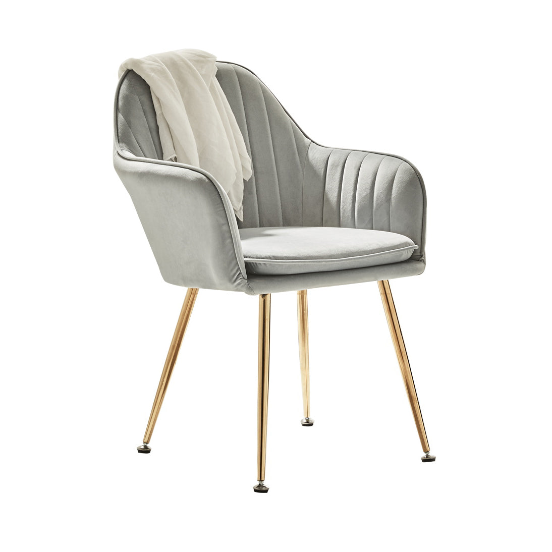 Scandinavian Style Dining Chair Metal Home Cushioned Solid Back Chair with Arm