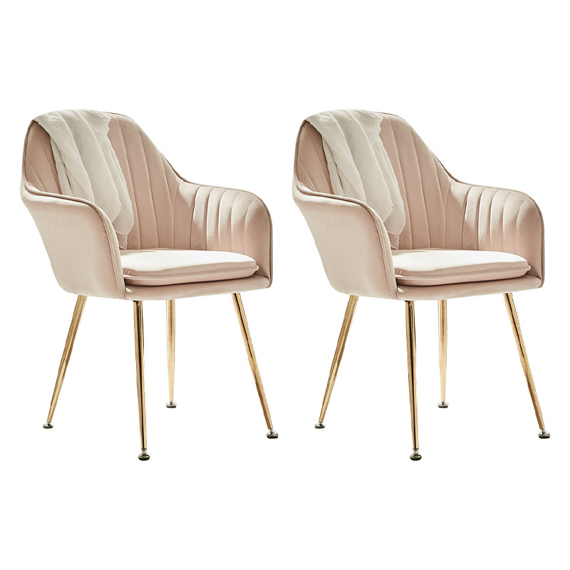 Scandinavian Style Dining Chair Metal Home Cushioned Solid Back Chair with Arm
