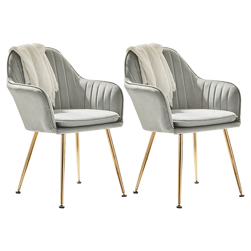 Scandinavian Style Dining Chair Metal Home Cushioned Solid Back Chair with Arm