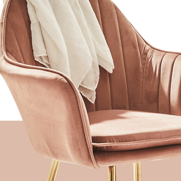 Scandinavian Style Dining Chair Metal Home Cushioned Solid Back Chair with Arm