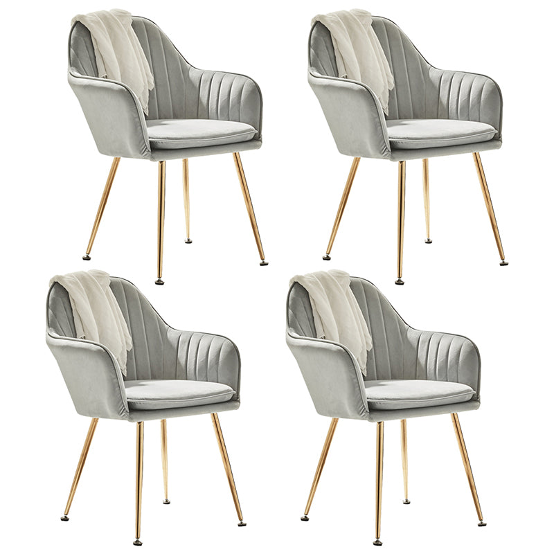 Scandinavian Style Dining Chair Metal Home Cushioned Solid Back Chair with Arm