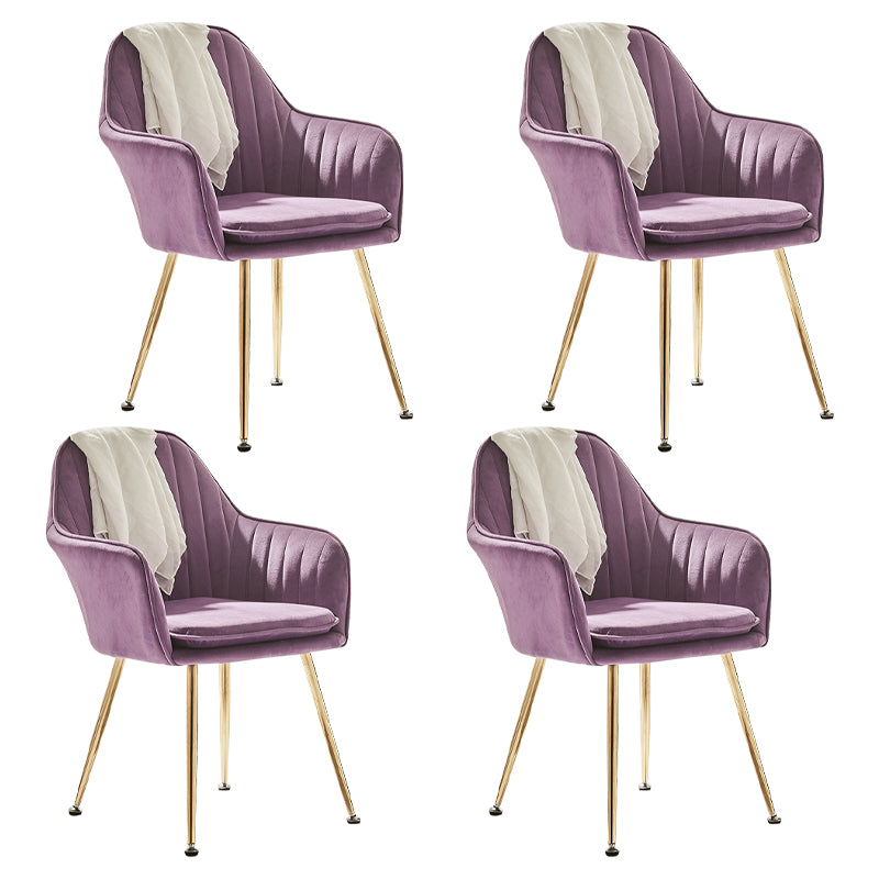 Scandinavian Style Dining Chair Metal Home Cushioned Solid Back Chair with Arm