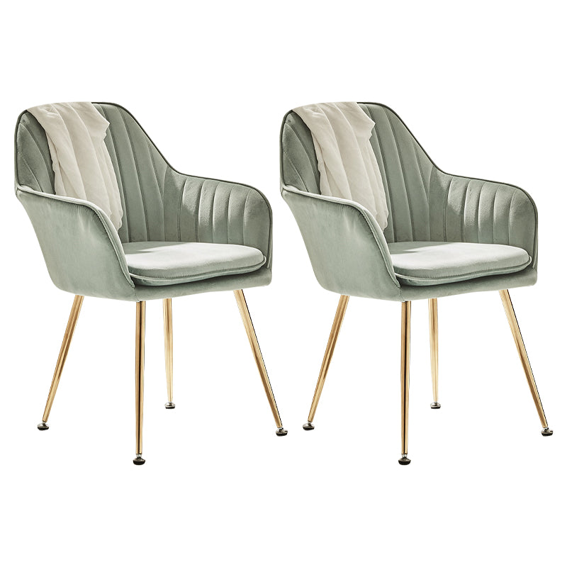 Scandinavian Style Dining Chair Metal Home Cushioned Solid Back Chair with Arm