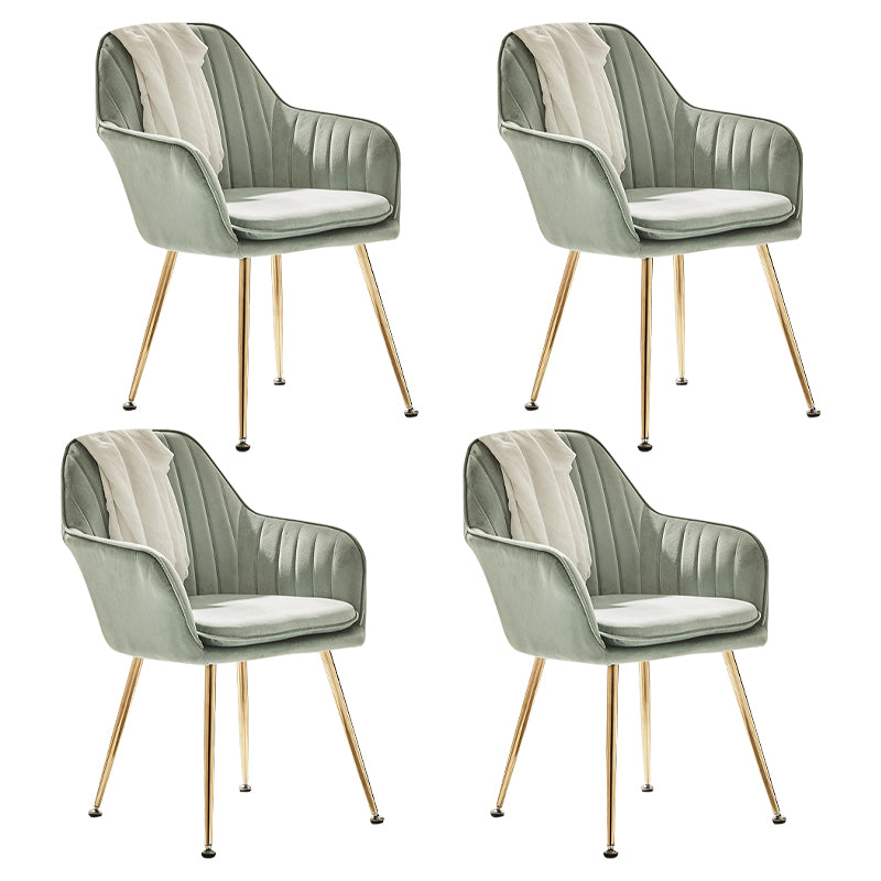 Scandinavian Style Dining Chair Metal Home Cushioned Solid Back Chair with Arm
