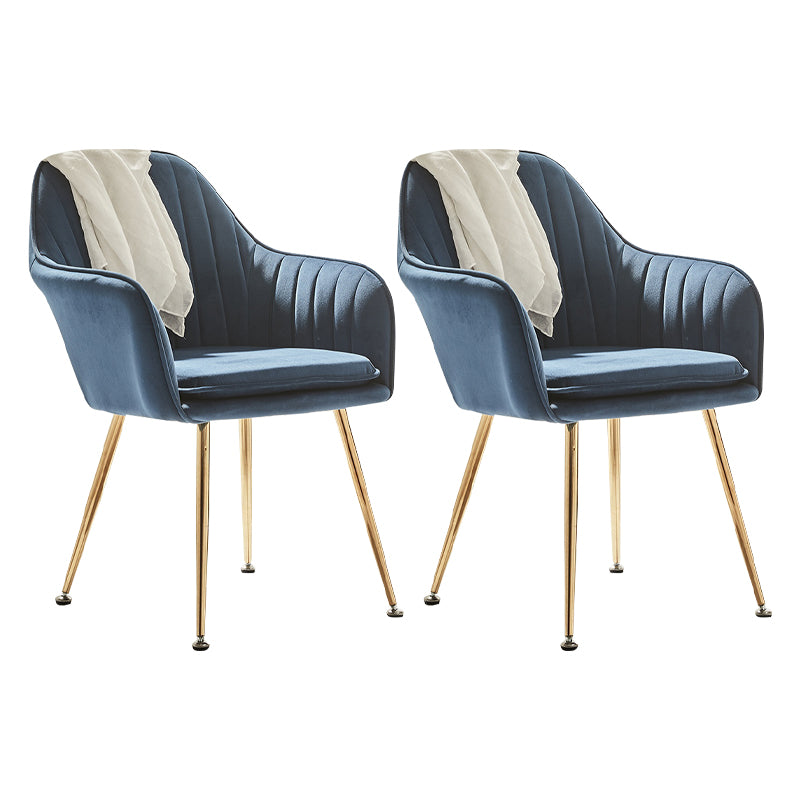 Scandinavian Style Dining Chair Metal Home Cushioned Solid Back Chair with Arm