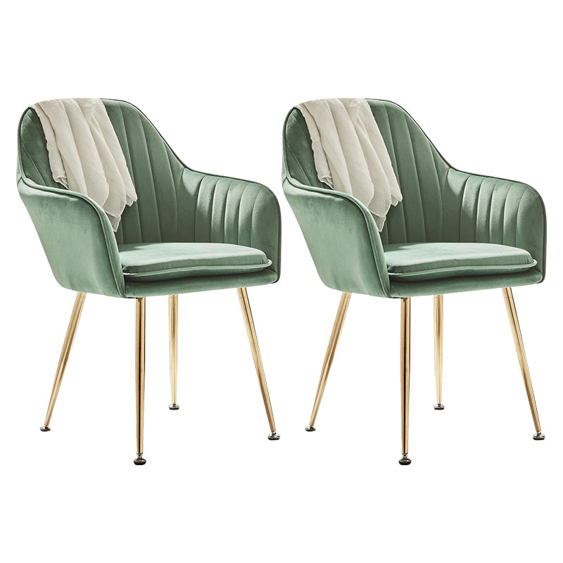 Scandinavian Style Dining Chair Metal Home Cushioned Solid Back Chair with Arm