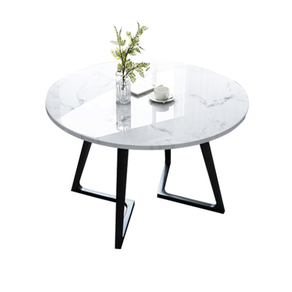 Sintered Stone White Tone Dining Table Industrial Style Double Pedestal Table for Dining Room
