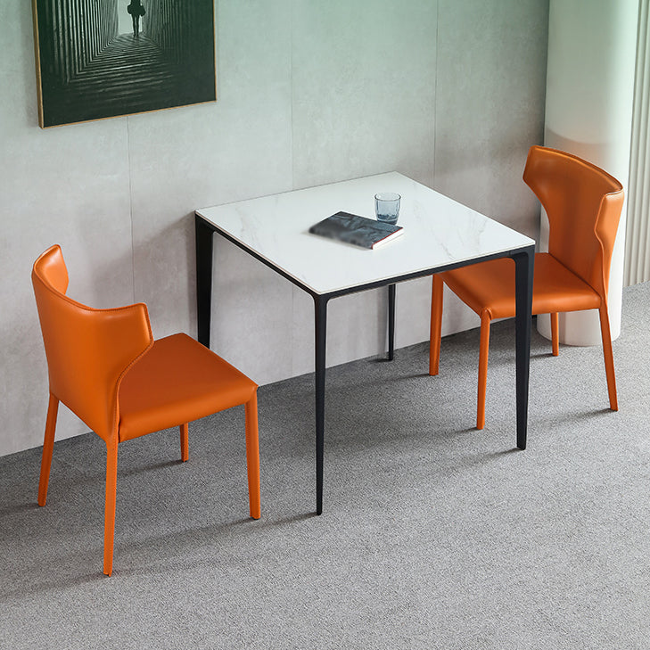 Square Shape Sintered Stone Dining Table Industrial 4 Legs Table for Dining Room