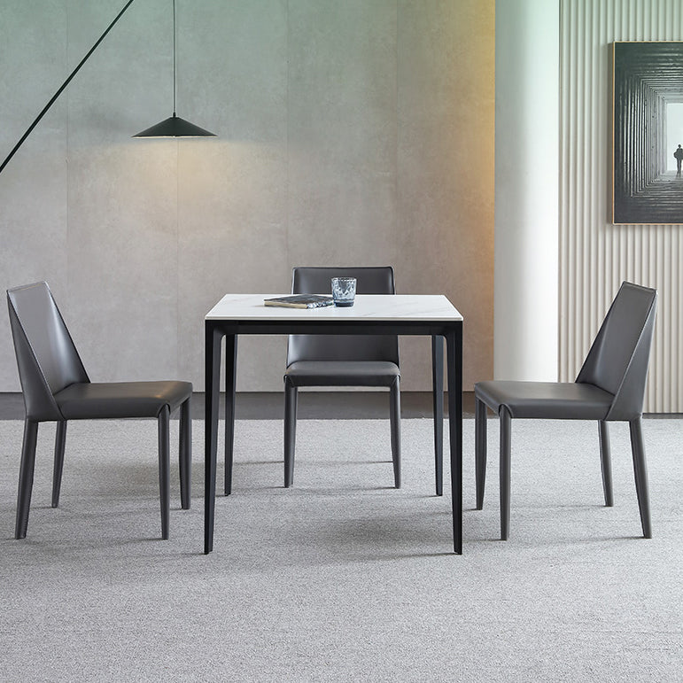 Square Shape Sintered Stone Dining Table Industrial 4 Legs Table for Dining Room