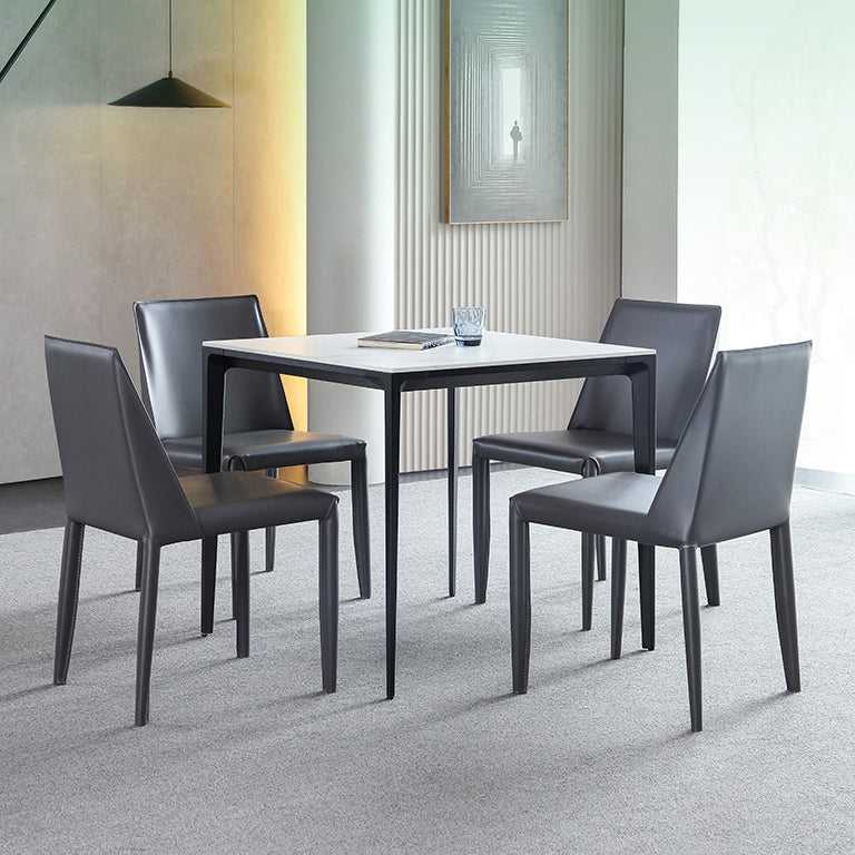Square Shape Sintered Stone Dining Table Industrial 4 Legs Table for Dining Room