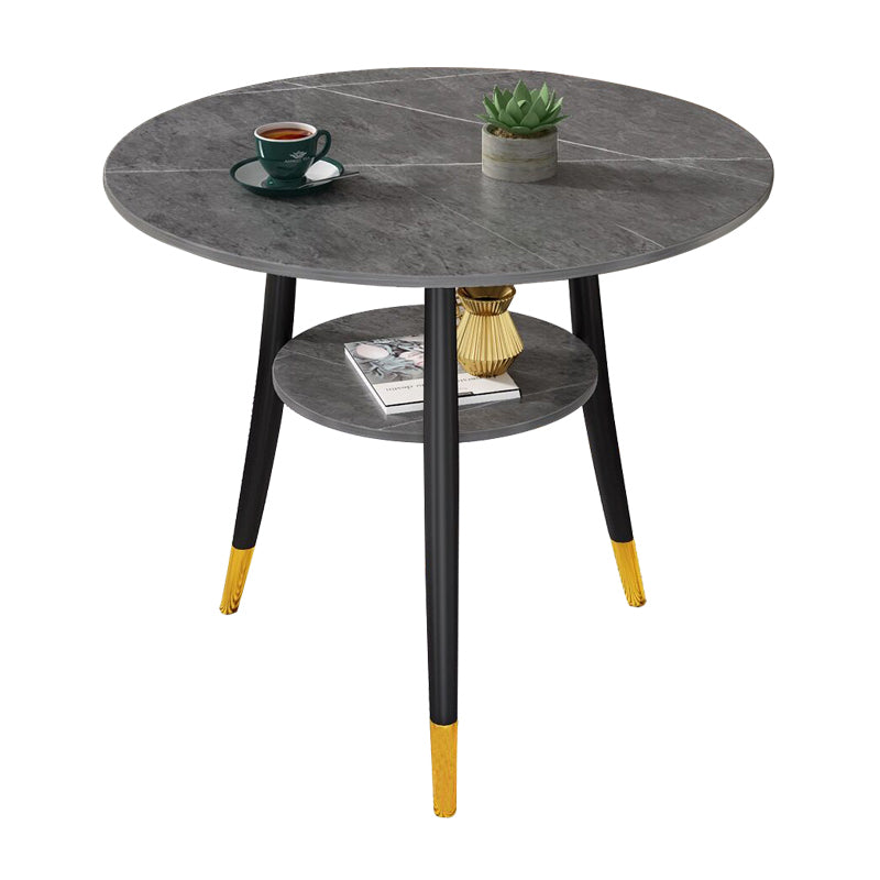 Traditional Luxury Round Dinner Table Sintered Stone Table with Black Frame