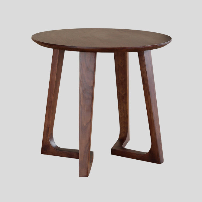 Round Casual Dining Table Wood Color Fixed Table with Ashwood Solid Wood